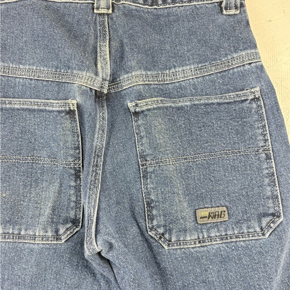 Vintage Wranglers 90s Blue Denim Cargo Baggy Wide Leg Jeans Y2K Boy Sz 12 - Picture 7 of 10